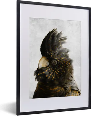 Produktbild von MuchoWow® MuchoWow® Gerahmtes Poster Kakadu - Vogel - Gold 30x40 cm - Poster mit zchwarzem Bilderrahmen - Wandposter Schlafzimmer
