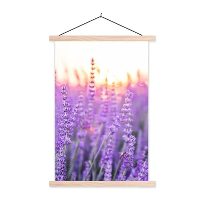 Produktbild von MuchoWow® Textilposter Lavendel - Nahaufnahme - Lila - Blumen 60x90 cm mit holzfarbenen Rahmen - Textil