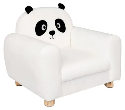 Kinderfauteuil mit Panda-Ohren, schwarz-weiß, 53x43x43,5 cm