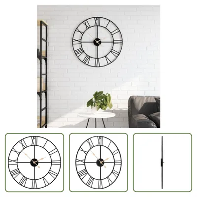 Obrázok produktu pre The Living Store Nástenné hodiny čierne Ø50 cm železo