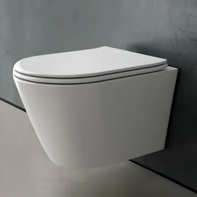 Produktbild von Wand-WC ohne Spülrand - Komplettset - Toilette mit Softclose - Duroplast WC-Sitz