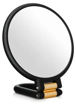 Produktbild von Handspiegel mit 40-facher Vergrößerung und Griff, doppelseitig, 40 x / 1 x Vergrößerung, ideal für Reisen, faltbar und tragbar für Make-up und Pflege, Schwarz