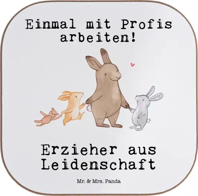 Produktbild von Mr. & Mrs. Panda Untersetzer Glas Erzieher Leidenschaft - Weiß - Geschenk, für Gläser, Holzuntersetzer, Design, Beruf, Spruch, gläseruntersetzer, Ausbildung, Coaster