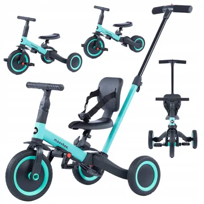 Produktbild von COIL Dreirad, Lauflernrad, Kinderlaufrad, Dreirad/Laufrad, Balance Bike, 6in1, Sattel aus Ökoleder, ab 12 Monaten, Gummiräder, Höhenverstellung, Blau