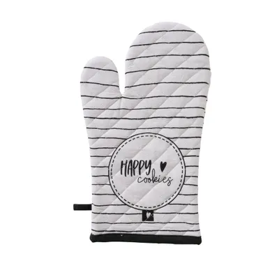 Produktbild von Ofenhandschuh COOKIES schwarz weiß Topflappen - HAPPY COOKIES mit Streifen