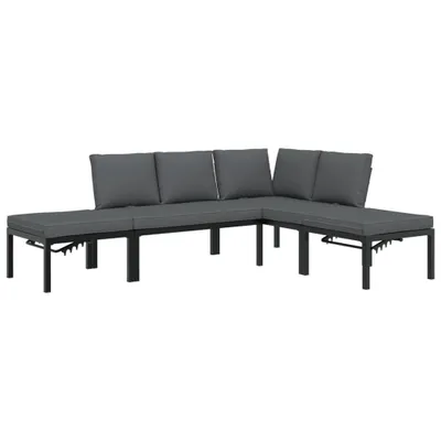Produktbild von 4-tlg. Garten-Sofagarnitur mit Kissen Schwarz Aluminium