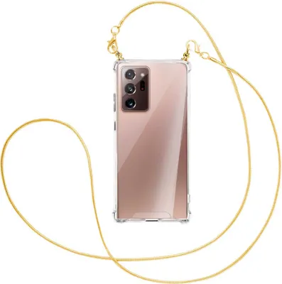 Produktbild von Handykette Backcover-Schutzhülle mit Band (Metall goldfarben) für Samsung Galaxy Note 20 Ultra - goldfarbene Kette Snake