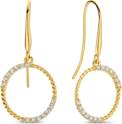 Produktbild von New Bling 9NBG-0744 Gold-Ohrringe mit Zirkonia - Ohrring - Kreis - 11,5 mm - Zirkonia - 23 mm Länge - 14 Karat - Gold