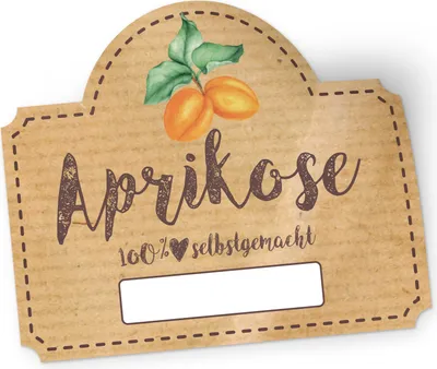 Produktbild von itenga 50 x Marmeladen Etikett Aprikose 4,5x3,8cm 100% selbstgemacht Sticker