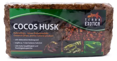 Produktbild von Cocos Husk Terrariensubstrat Kokoschips grob, ca. 500 g, reines Naturprodukt, für ca. 7 Liter Bodengrund