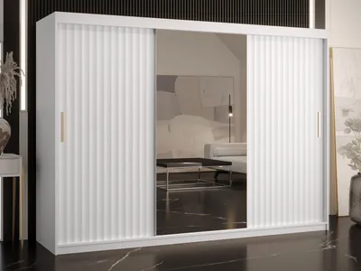 Obrázok produktu pre Zrkadlová šatníková skriňa 250 cm LUNIVE 2 - biela