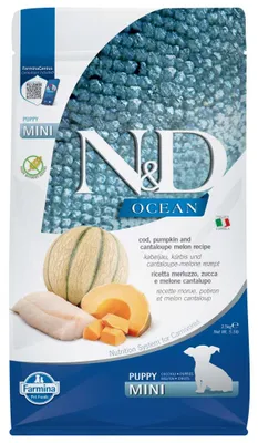 Zdjęcie produktu dla Farmina N&D Dog Ocean Cod Pumpkin Melon Puppy Mini 2,5kg Sucha Karma Dla Szczeniąt Małych Ras Z Dorszem Dynią i Melonem