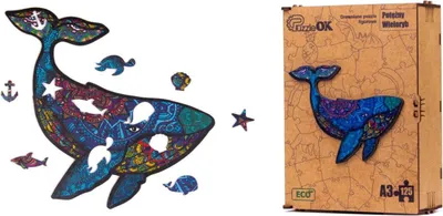 Image de Puzzle écologique en bois 125 Baleine puissante A3