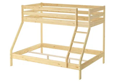 Produktbild von Doppel-Etagenbett 140x200 und 90x200 Erwachsenen-Stockbett Kiefer Zubehör wählbar V-60.19-09-14Rollrost inkl.