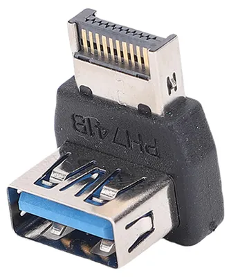 Image de Adaptateur USB 3.2 de type E à coude de 90°, transmission du signal sans perte à 10 Gbps, connecteur pour panneau avant USB destiné à la carte mère d'un ordinateur PH741B