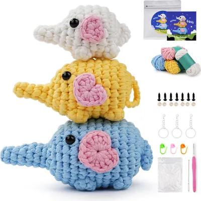 Image de Kit de crochet pour débutants Elphi – Kit complet pour débuter l'amigurumi avec tutoriels vidéo pour débutants et enfants