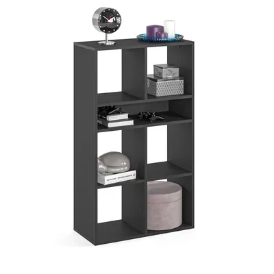 Produktbild von KOMTO Regal Bücherregal Standregal Würfelregal Büroregal Bücherschrank RIM6 für Kinderzimmer Regal Wohnzimmer 65,8 х 30,7 х 112,5 cm Schwarz