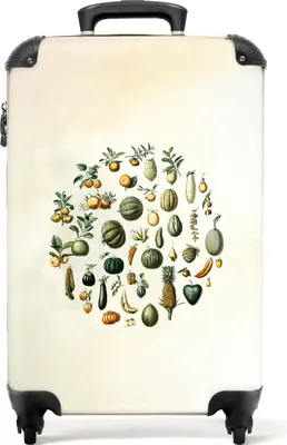 Produktbild von NoBoringSuitcases.com® Koffer Handgepäck Trolley Rollkoffer Kleine Reisekoffer mit 4 Rollen - Vintage - Obst - Illustration - Kunst - Cabin Size < 55x40x23 cm & 55x40x20 cm - Fotokoffer - Kabinenkoffer - BoardgepäckHandgepäck Koffer 55x35x20 cm, 36L,