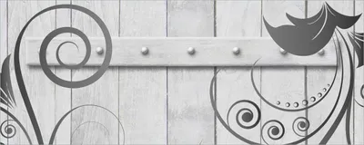 Produktbild von Wallario Poster - Graue Holztür mit Schnörkelmuster, Kunstdruck Größe: 80 x 200 cm