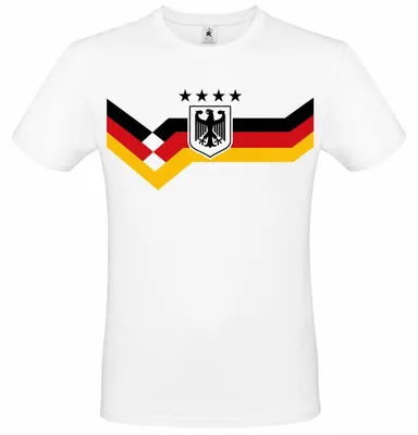 Produktbild von Deutschland T-Shirt Herren Damen Fußball Fan Shirt Weiß mit Adler Motiv Schwarz Rot Gold EM WM Public Viewing Shirt Größe wählen: XL Shirt Farbe wählen: Weiß