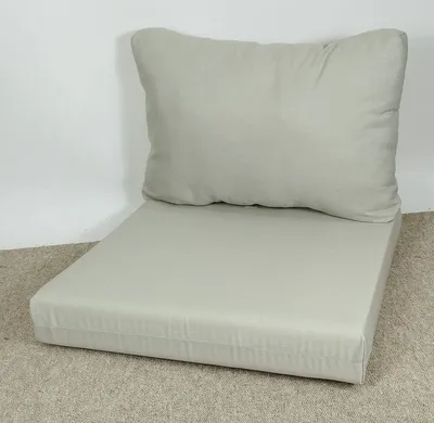Produktbild von Outddor Kissen / Polster für PE - Rattanmöbel , Lodge Kissen , Set Sitz + Rücken , Teflon , hell grau