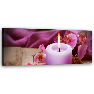 Produktbild von Leinwandbild Zen-Spa-Kerze 90x30 Feeby Violett bild für die wand bereit zum aufhängen