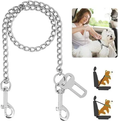 Produktbild von Sicherheitsgurt für Hunde - 85 cm - Unverwundbar - Stahl - Kauwrieg - Geeignet für kleine und große Hunde