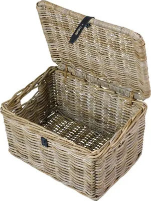 Produktbild von Basil Dax L Vorderradkorb aus Rattan mit Deckel - grobm., grau, 36x48x30 cm, ...