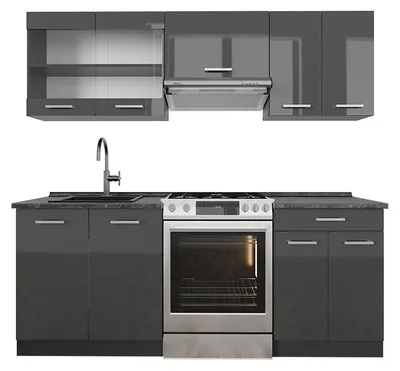 Obrázek produktu pro Kuchyňský kout Vicco R-Line Antracit vysoký lesk/antracit 200 cm , PD Antracit, Model 53954