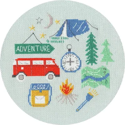 Produktbild von Auslaufmodell Bothy Threads Kreuzstich Set "Abenteuer", Zählmuster, XJH5P, Diam. 17,5cm