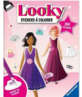 Immagine prodotto di – Looky Stickerbuch – 24-seitiges Mal-Stickerbuch – Modedesign – Abendkleider – Ab 4 Jahren – 13099073
