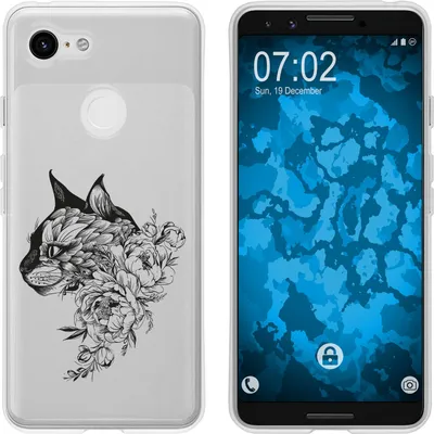 Produktbild von PhoneNatic Case kompatibel mit Google Pixel 3 Silikon-Hülle Floral Katze M2-1