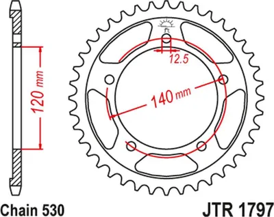Productafbeelding van Achtertandwiel 4459 43 F voor Suzuki GSX 1400 '01-'08 (445943JT) (ketting 530) (+2)