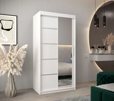 Obrázek produktu pro Šatní zrcadlová skříň ADELA - 100 cm, bílá