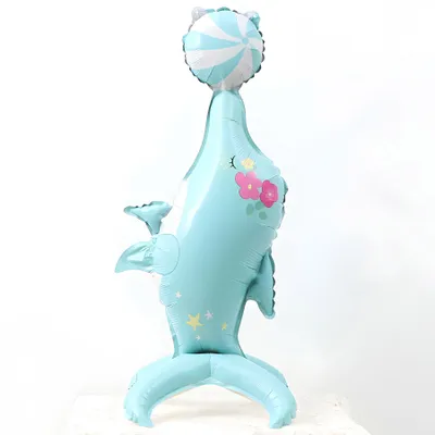 Produktbild von Folienballon Aufsteller 3D, Delfin blau ca. 72*33 cm