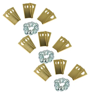 Produktbild von vhbw 27x Ersatz-Messer kompatibel mit Worx Landroid M WG794E, M WG794EDC Rasenmäher - Ersatzklinge Silber Gold, Stahl (Titanbeschichtung)