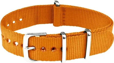 Produktbild von ClassicWatchStraps Nylon Uhrenarmband - Orange, 22 mm, Silber poliert