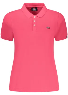 Produktbild von Rosa Kurzarm-Polo für Damen mit Stickerei und 3 Knöpfen