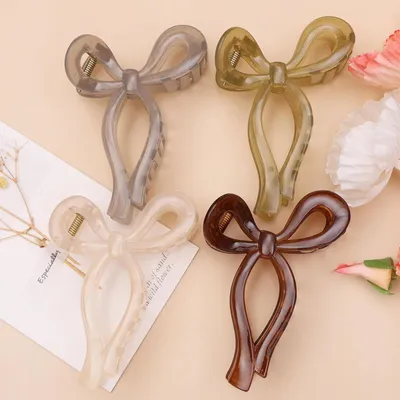 Produktbild von Große, elegante Haarspangen mit Schleife, Schmetterling, niedlichen Krallen und rutschfesten Schleifen für Damen, Haaraccessoires für dickes Haar, Mädchen, 4 Stück