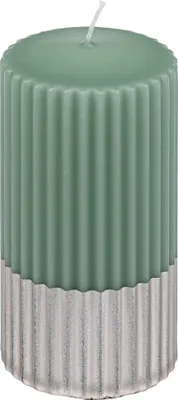 Produktbild von Weihnachtskerzen Rillenstumpen "Klassik" Salbei 110/57 mm