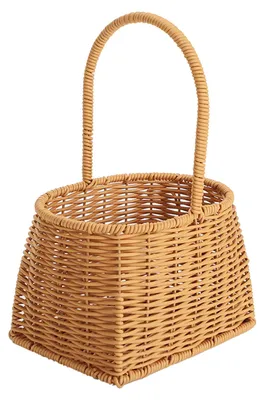 Immagine prodotto di Cesto intrecciato portatile con manico, cesto in PP rattan per frutta, verdura, regali, 19 x 14,5 x 28,5 cm