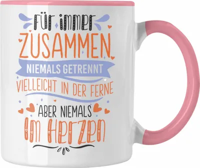Produktbild von Trendation -  Fernbeziehung Geschenk für Ihn Sie Tasse mit Spruch Valentinstag Geburtstag Geschenk Freund (Rosa)