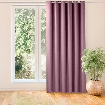 Produktbild von Vorhang Milana Chenille mit silberfarbenen Ösen Aufhängung - Ösenvorhang Blickdicht-140x245cm (B x H)Lila