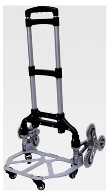 Produktbild von Klappbare Sackkarre mit Treppensteigfunktion, Treppensackkarre mit 6 Rädern, bis zu 75 kg, Transportwagen für Getränkekisten, Aluminium Treppensteiger Sackkarre, dreifach höhenverstellbar