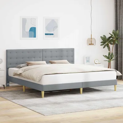 Produktbild von Möbel Bettrahmen mit Kopfteil Hellgrau 180 x 200 cm StoffKlassische Betten - Klassische Betten c6898