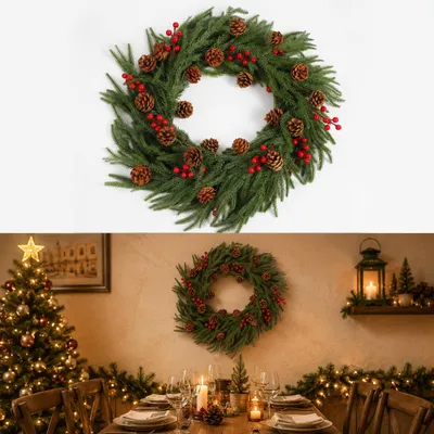 Produktbild von Peviasot Weihnachtsgirlande 2,75 m, naturgetreu, für innen und außen, KI-generiertes Bild