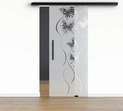 Produktbild von Pertura Glasschiebetür Komplettset Glera Butterfly 02 775x2175 mm Rechts inkl.Beschlag Selir Aluminium schwarz,Stangengr