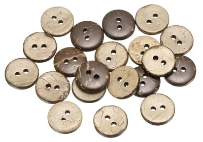 Produktbild von 20 Kokosnussschalen-Knöpfe, 12,5 mm, handgefertigt, mit 2 Löchern, zum Nähen und für DIY-Projekte