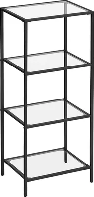 Image de VASAGLE Étagère de salle de bain, Étagère de cuisine, Plancher, Étagère d'entrée, Étagère pour plantes avec 4 étagères en verre trempé, facile à monter, salon, chambre à coucher