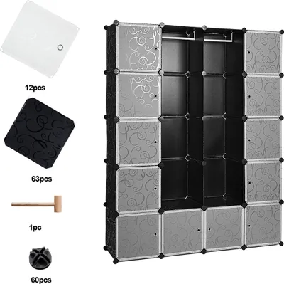 Produktbild von Jopassy Kleiderschrank Kleiderschränke Kinderregal Badregal Schuhregal DIY Stabil Aufbewahrung Schrank 20 Würfel